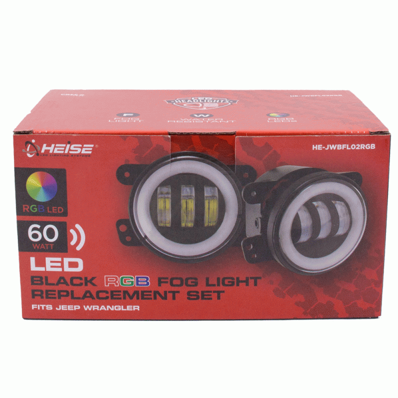 Fog Lights with RGB Halo - 4 Inch, 3 LED  HE-JWBFL02RGB