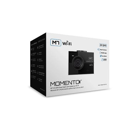 Momento M7 Smart Dash Cam | QHD1440p front camera / 1080p rear camera, 64GB Memory Card, WiFi